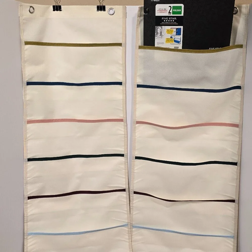 Hanging Wall File Folder Organizer(2 PACK) 6 Pockets and grommets for hanging